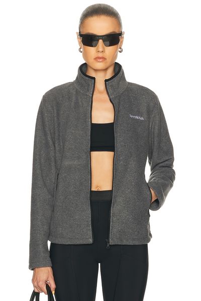 Sporty & Rich Sporty & Rich Serif Logo Zipped Polar Fleece Jacket