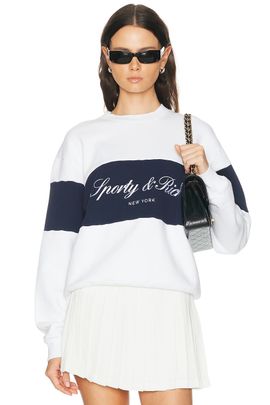 Sporty & Rich Sporty & Rich Signature Logo Block Crewneck Sweatshirt