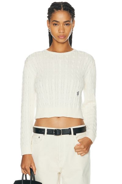 Sporty & Rich Sporty & Rich Signature Logo Cable Sweater