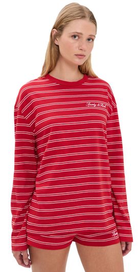 Sporty & Rich Sporty & Rich Signature Logo Easy Tee Ruby/White
