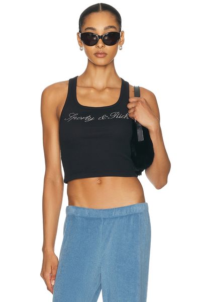 Sporty & Rich Sporty & Rich Signature Logo Krystal Tank Top
