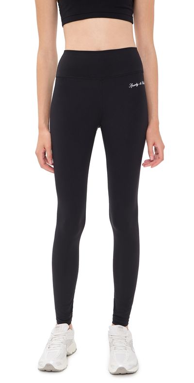 Sporty & Rich Sporty & Rich Signature Logo Leggings Black White