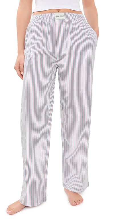 Sporty & Rich Sporty & Rich Signature Logo Pajama Pants Blue White Red Striped