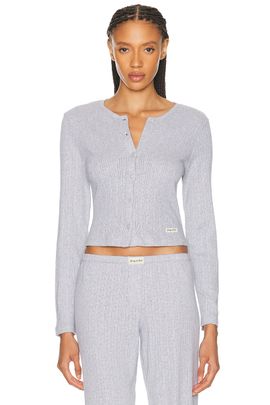 Sporty & Rich Sporty & Rich Signature Logo Pointelle Cardigan