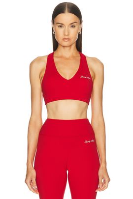 Sporty & Rich Sporty & Rich Signature Logo V-neck Sports Bra