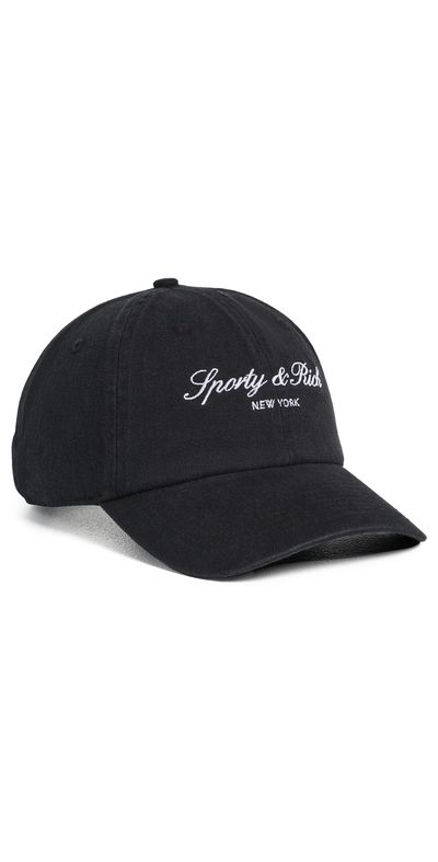 Sporty & Rich Sporty & Rich Signature NY Hat Faded Black White One