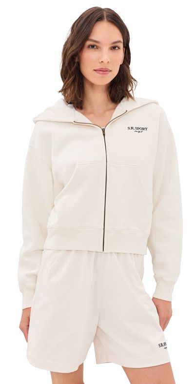 Sporty & Rich Sporty & Rich SR Sport Embroidered Zip Hoodie Ecru Cioco