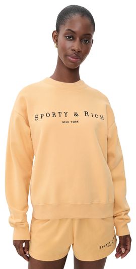 Sporty & Rich Sporty & Rich Title Embroidered Crew Neck Sweatshirt Limone Light Navy