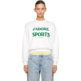Sporty & Rich Sporty & Rich White 'J'Adore' Flocked Crewneck Sweatshirt