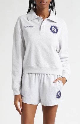 Sporty & Rich Sporty & Rich x '47 MLB New York Yankees World Series Cotton Fleece Polo Sweatshirt