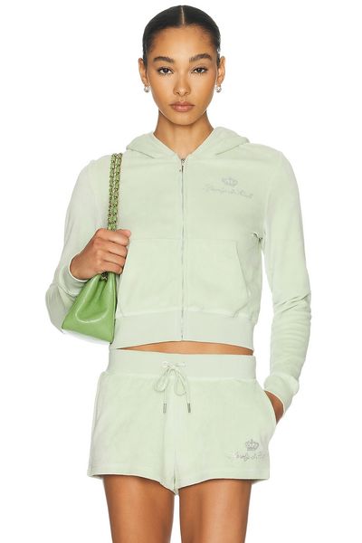 Sporty & Rich Sporty & Rich x Juicy Couture Script Velour Zip Hoodie