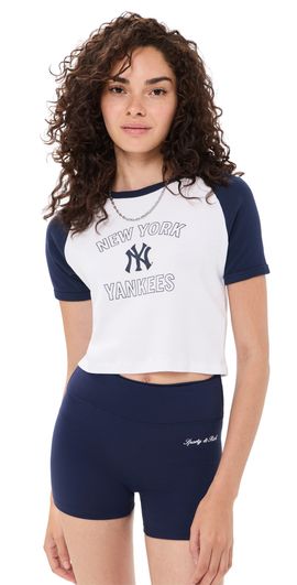 Sporty & Rich Sporty & Rich Yankees Arch Baby Baseball Tee White/Dark Navy