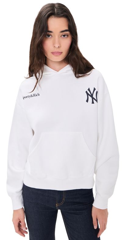 Sporty & Rich Sporty & Rich Yankees Curve Hoodie White/Dark Navy