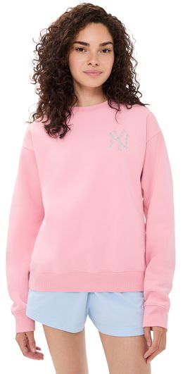 Sporty & Rich Sporty & Rich Yankees Krystal Crew Neck Sweatshirt Candy/White