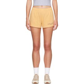 Sporty & Rich Sporty & Rich Yellow Title Embroidered Disco Shorts