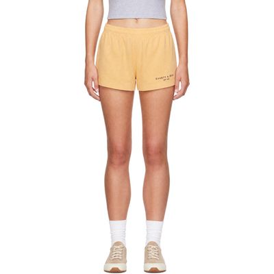 Sporty & Rich Sporty & Rich Yellow Title Embroidered Disco Shorts