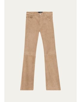 SPRWMN 5 Pocket Mid-Rise Suede Flared Pants