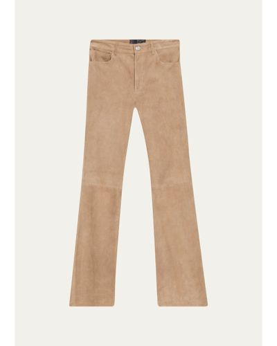 SPRWMN 5 Pocket Mid-Rise Suede Flared Pants