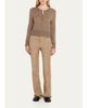 SPRWMN 5 Pocket Mid-Rise Suede Flared Pants - 2