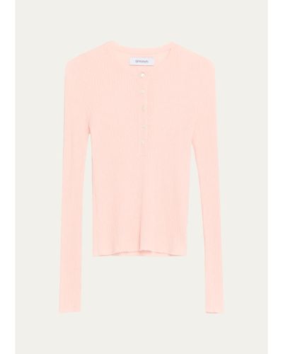 SPRWMN Ribbed-Knit Cashmere Henley Top
