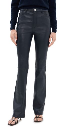 SPRWMN SPRWMN 5 Pocket Micro Flare Leather Pants Marine