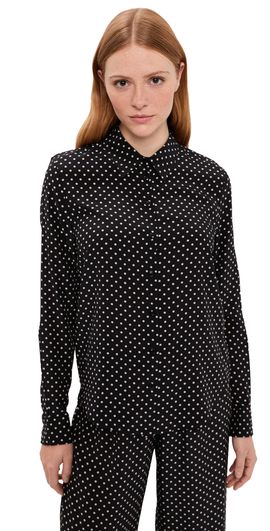 SPRWMN SPRWMN Fitted Silk Button Down Shirt Black Polka Dot