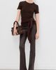 SPRWMN SPRWMN Gia Lambskin Leather Micro Flare Pants Cafe - 5