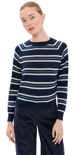 SPRWMN SPRWMN Long Sleeve Striped Raglan Cashmere Sweater Navy Stripes