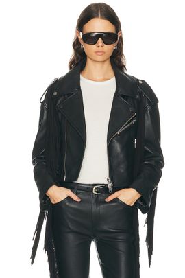 SPRWMN SPRWMN Moto Fringe Leather Jacket