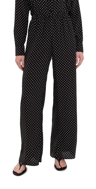 SPRWMN SPRWMN Silk Wide Leg Easy Pants Black Polka Dot