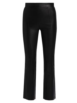 SPRWMN Women's Leather High-Rise Flared Crop Pants
