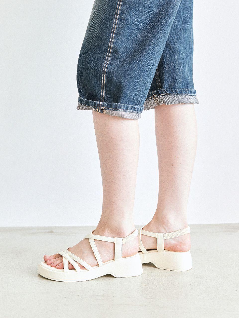SPUR Basic Shirring Platform Sandals 5 cm (2color)