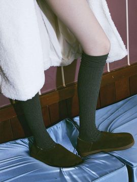 SPUR Cowhide Suede Fur Flexible 2.5cm Loafers (UA9084)