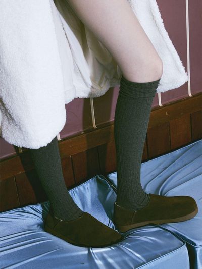 SPUR Cowhide Suede Fur Flexible 2.5cm Loafers (UA9084)