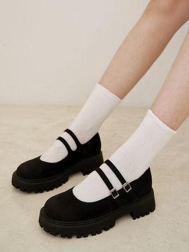SPUR Debit Double Strap Chunky Platform Pumps_3Colors