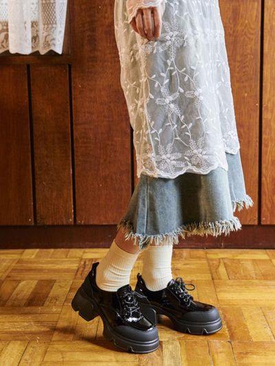 SPUR Lace - Up Layered Platform Roper 6cm - UA9014BK