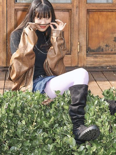 SPUR Slouchy Platform Thigh-High Stretch Suede Boots (UA9057)