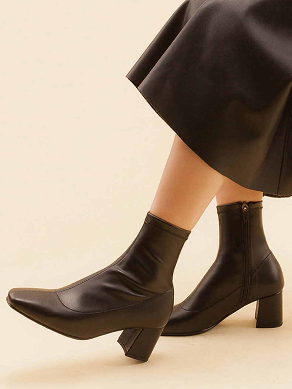 SPUR Square Toe Leather Socks Ankle Boots - 3 Colors