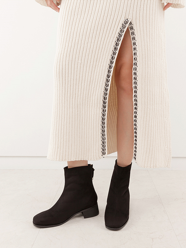 SPUR Strap Zipper Ankle Boots - Black A