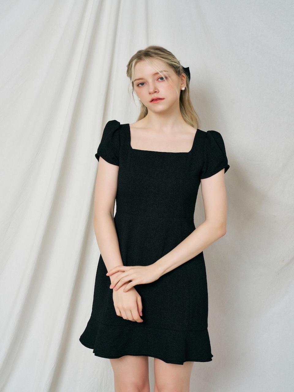 squSQUARE Lola Tweed Cap Sleeve Dress [Coco Black]