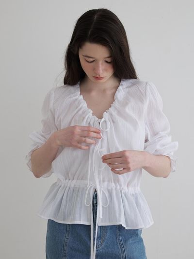 SSEMI Three Ribbon Blouse