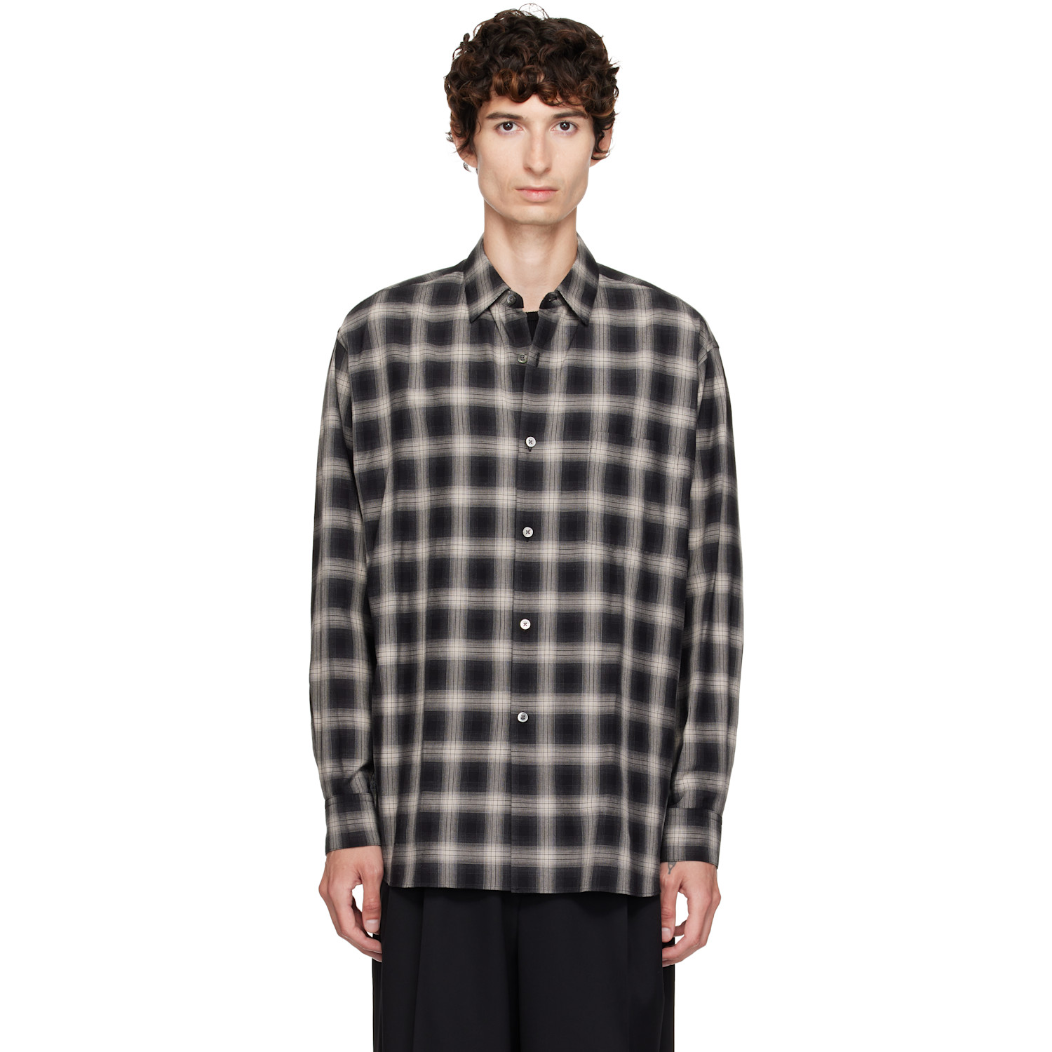 ssstein - Black Cotton Oversized LS Shirt