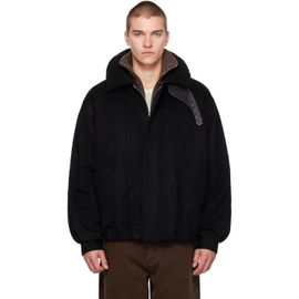 ssstein ssstein Black Mouton Collar Wool Cashmere Padded Jacket
