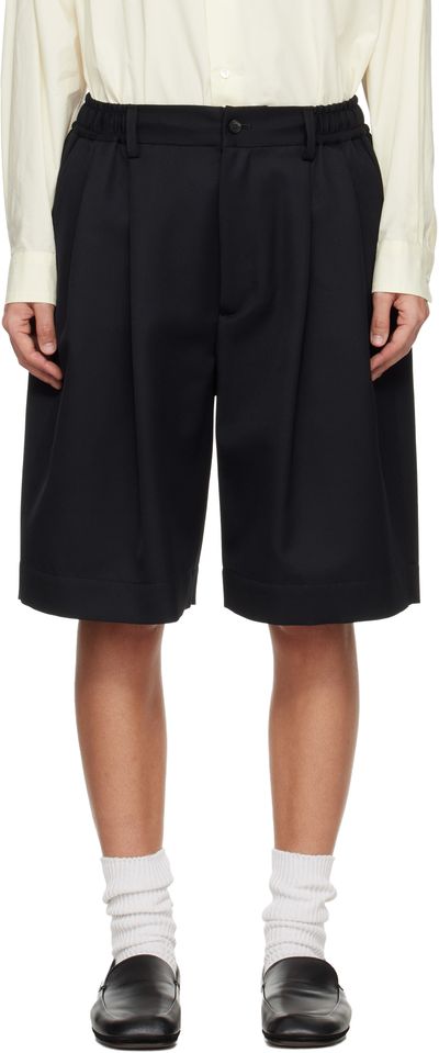 ssstein ssstein Black Wool Kersey Wide Easy Shorts