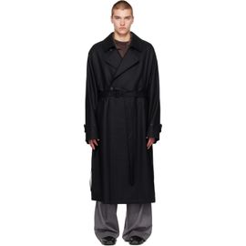 ssstein ssstein Black Wool Melton Oversized Double Breasted Coat