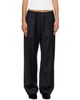 ssstein ssstein Black Wool Silk Drawstring Easy Trousers - 1