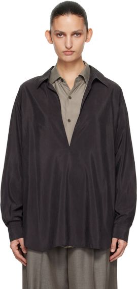 ssstein ssstein Brown Silk Nylon Skipper Shirt
