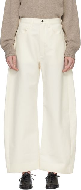ssstein ssstein Off-White Double Weave Cotton Round Trousers