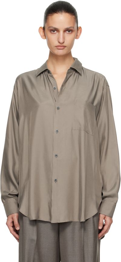 ssstein ssstein Taupe Cupro Twill Oversized LS Shirt