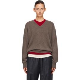ssstein ssstein Taupe Pure Cashmere Knit V-Neck Sweater
